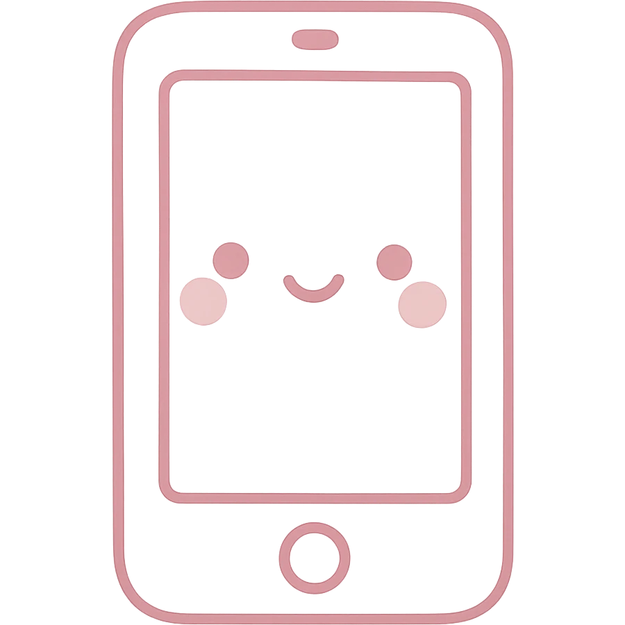 Create a soft and cute phone icon in Japanese hand-drawn style with pink color, matching the reference style, suitable for a mobile home screen. Transparent background. emoji