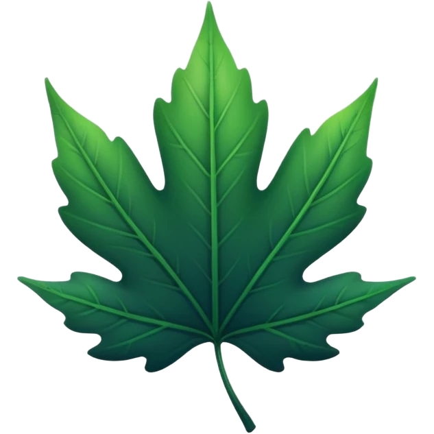 create a simple leaf illustration with a dark green gradient as the background. this will become an icon for a mobile app emoji