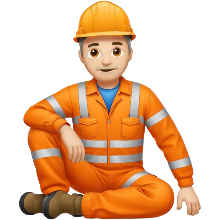 engineer hi-vis orange overalls on the floor emoji