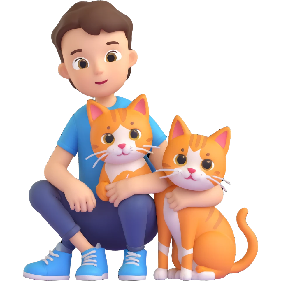 boy and cat pet emoji