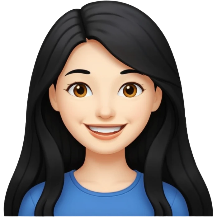 a happy woman with long black hair emoji