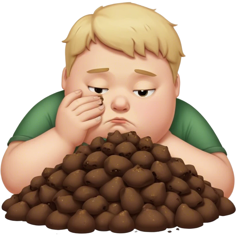 Fat white boy smelling a pile of poo  emoji