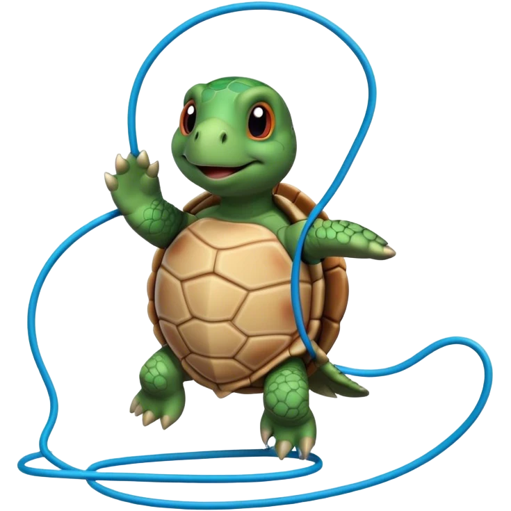 A turtle doing jumping ropes emoji