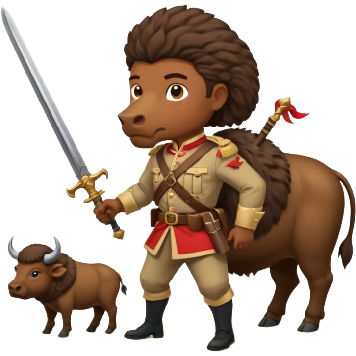 colonial soldier slaying a buffalo with a sword emoji