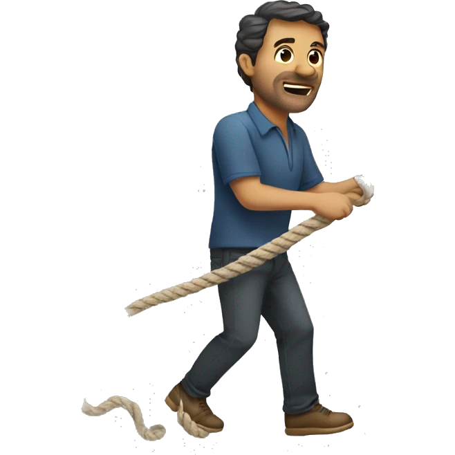 a man pulling a rope emoji