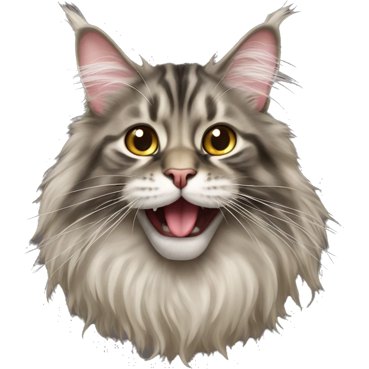 Maine coon with tongue emoji