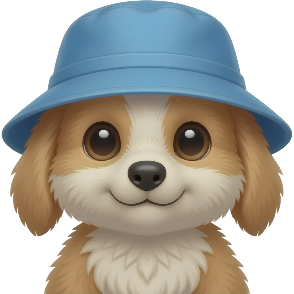 baby animal wearing blue bucket hat, closeup bust size emoji