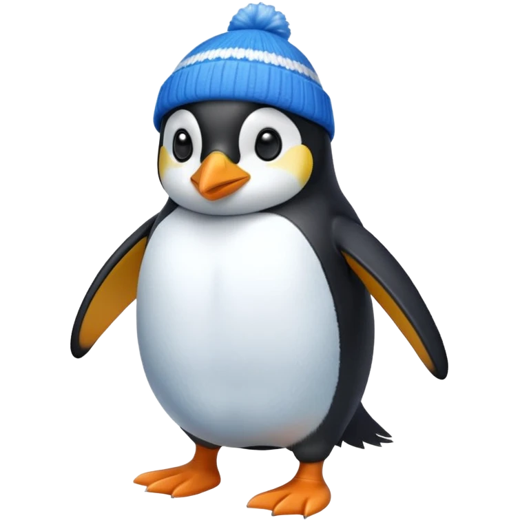 Penguin with blue beanie and blue shoes emoji