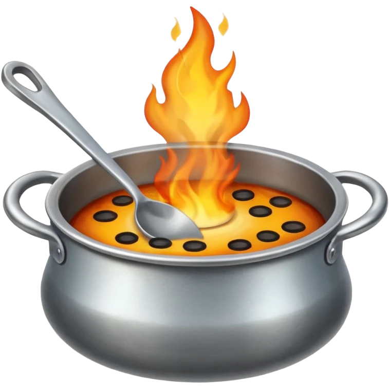 Un cucharón con fuego por debajo emoji
