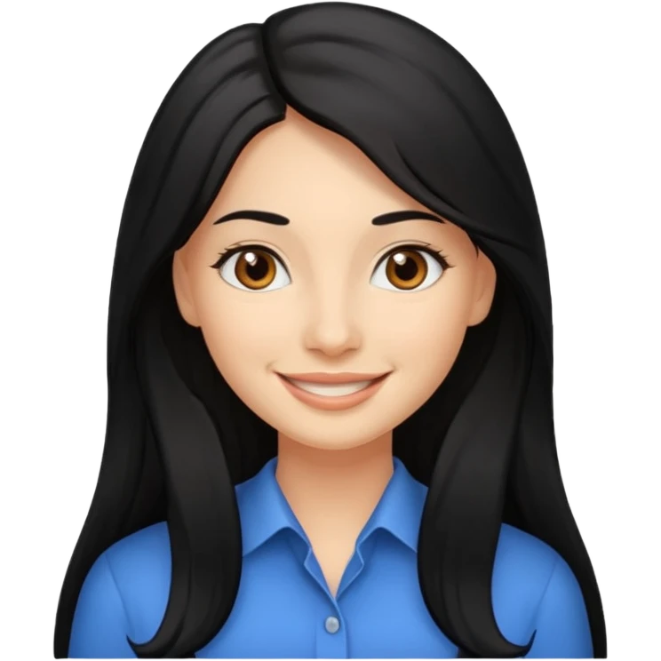 Professional woman with dimples, brown eyes, and long black hair emoji