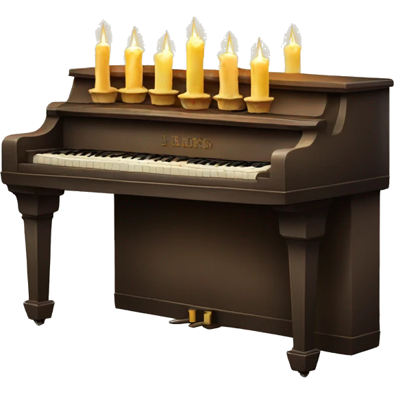 vintage piano with melted candles on top emoji