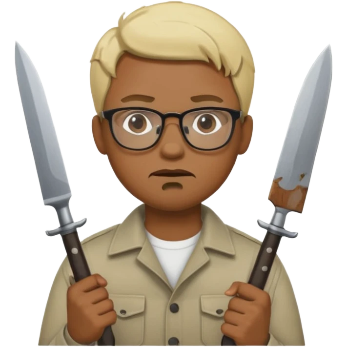 blonde black man with glasses and knives emoji