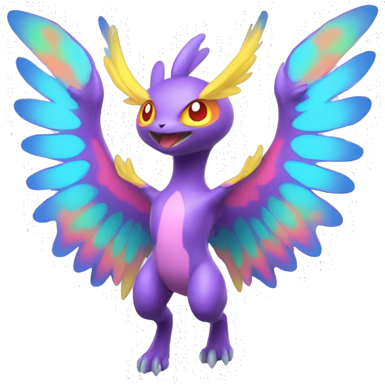 Colorful Neon Colors Vibrant Colors Flying Fakémon-Pokémon-Creature Full Body emoji