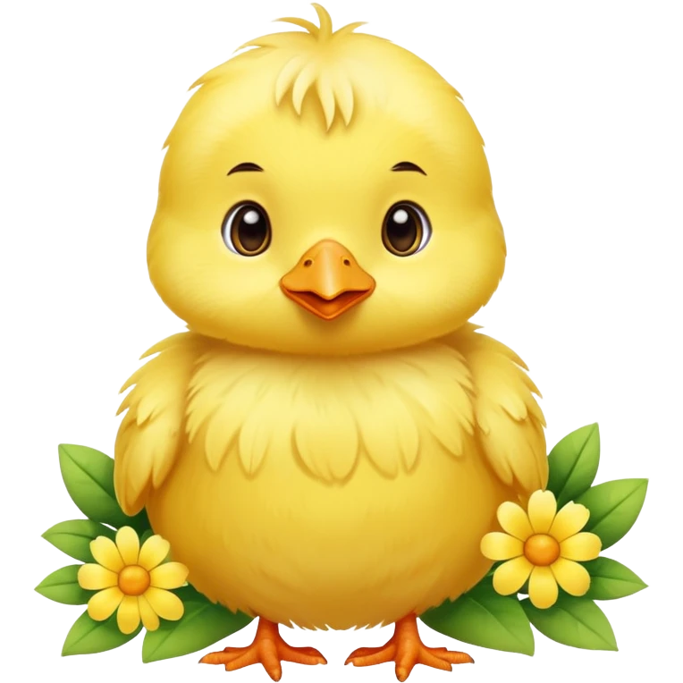 Little cute chick with flowers  emoji
