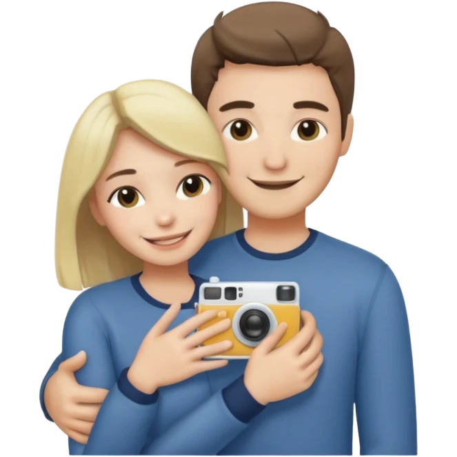 Couple hugs polaroid emoji