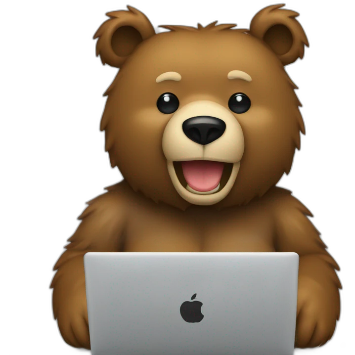 bear chain in screen of laptop emoji
