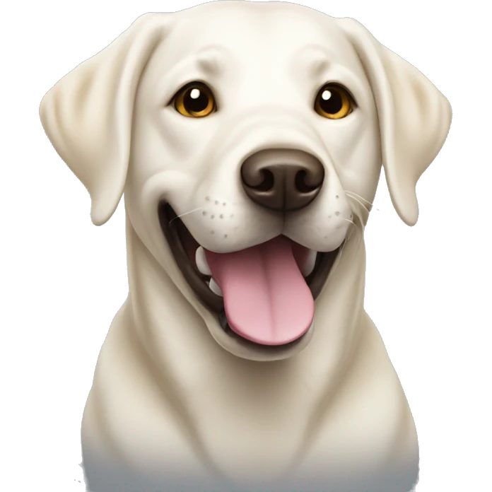 white Labrador retriever smiling  emoji