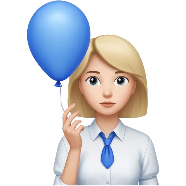 Woman with blue balloon, white shirt emoji