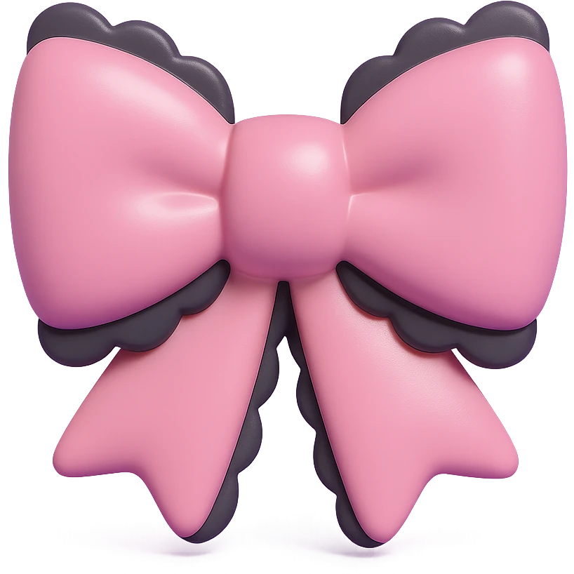 pink gothic bow with black lace trim, gothic style, vinyl figure, moody atmosphere emoji