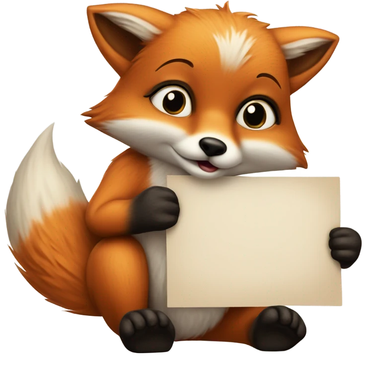 Detailled and photorealistic Baby fox with a blank sign emoji
