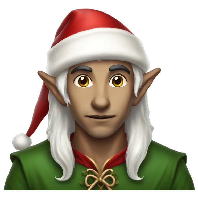 rogue male elf fantasy wearing santa hat emoji