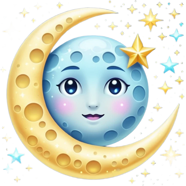 Vintage sparkle moon emoji