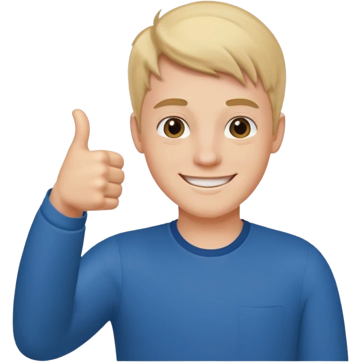 smiling young man indoors portrait thumbs up emoji