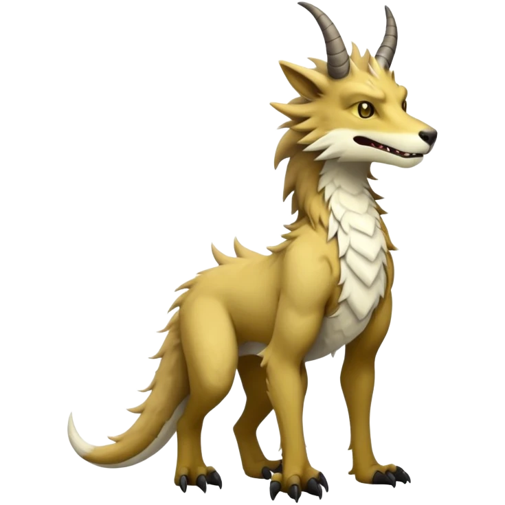 Sergal-Vernid-hybrid-animal-creature, full body, 4 legs, horned emoji
