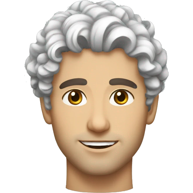 Iranian white handsome man with curly hair, small lips, dark eyes, putting off shoulders emoji