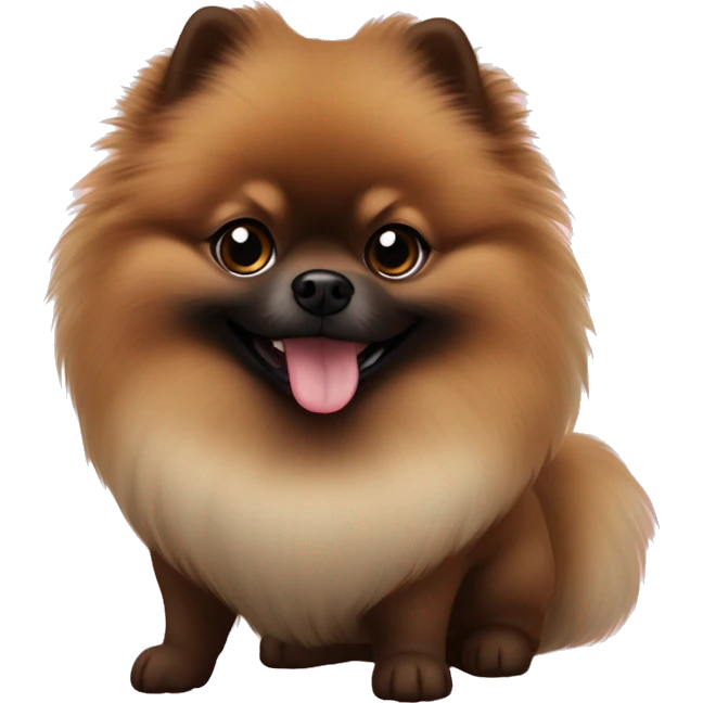 A brun charbonné spitz pomeranian with black truffle happy  emoji