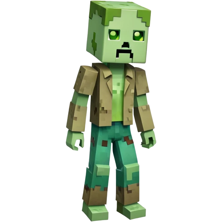 Minecraft Zombie full body, green blocky undead character emoji