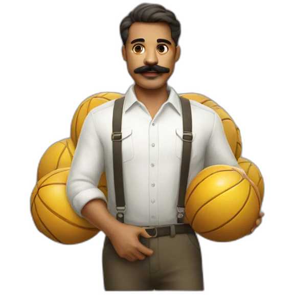  Expressively strenuously carrying heavy balls white Cuban Man with mustache emoji