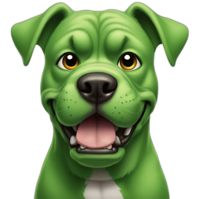 Dog looking like hulk emoji