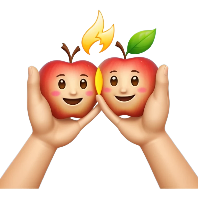 A 3D Apple-style emoji of two different cartoon hands clapping together in a fun "high five" gesture, only the hands are visible, surrounded by small motion lines and spark effects, radiating cheerful and playful energy, colorful and vibrant design emoji