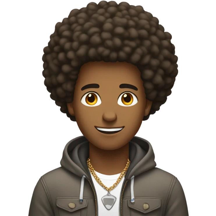 Brown male, big afro , necklace,Nike shoes  emoji