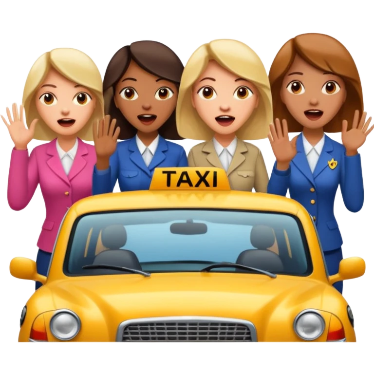 Group of gorgeous women yelling at a taxi driver  emoji