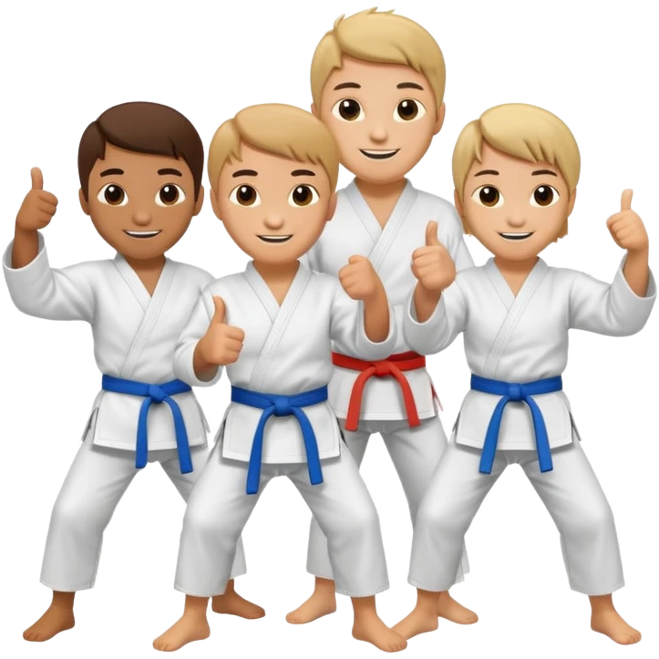 karate fighters smiling and giving a thumbs up together emoji
