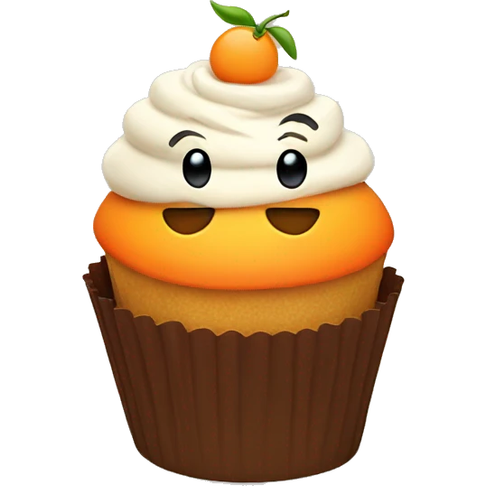 Orange cupcake with a happy face  emoji