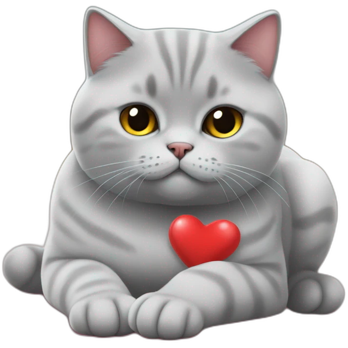 Cat (british shorthair) poopes out a big heart emoji