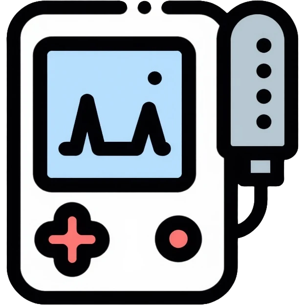 Medical EKG machine with heart rhythm display emoji