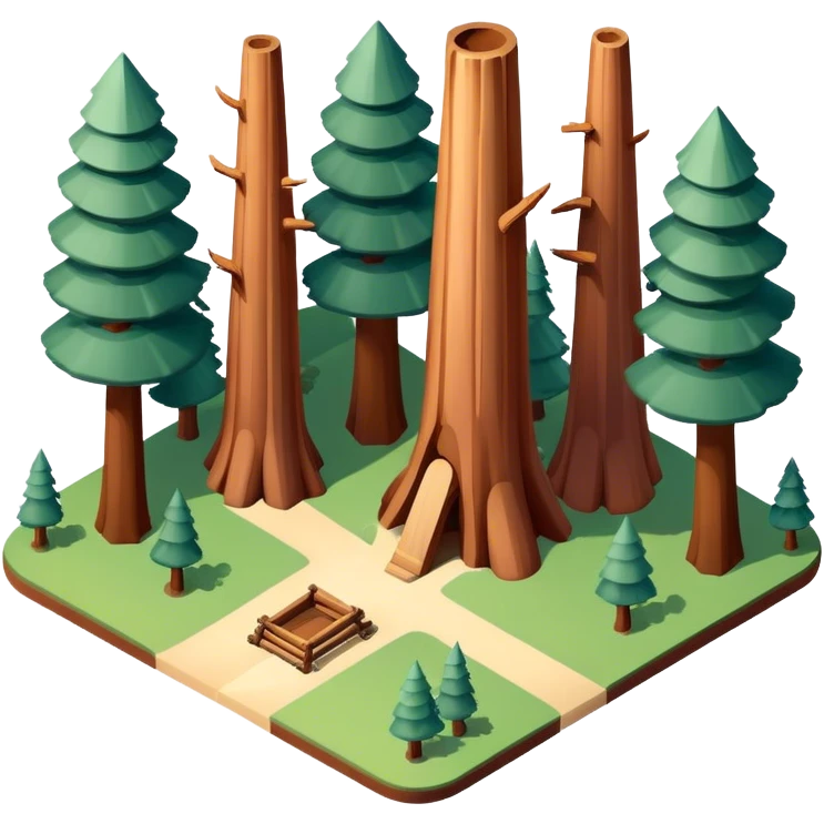 mariposa grove of sequoias, yosemite, 3D isometric emoji