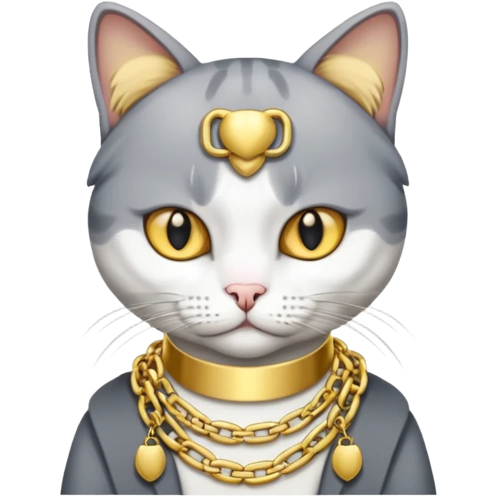 Rengi gri beyaz olaolan rapci kedi emoji