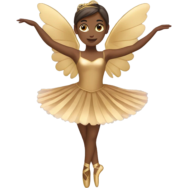  brown ballerina with gold wings emoji