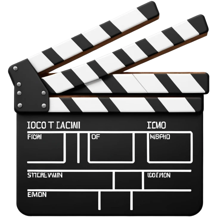 Ultra simplified movie clapper with black and white colors, two simple rectangles with a diagonal line emoji