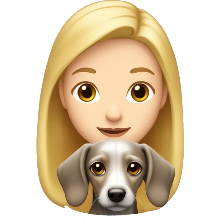 blonde white girl with wirehaired dachshund emoji