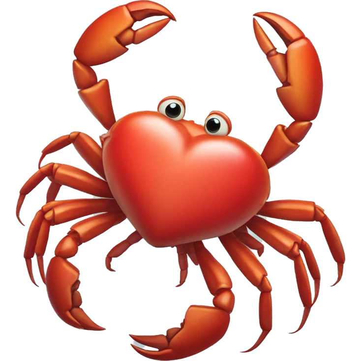 Crab holding heart emoji in his claws emoji