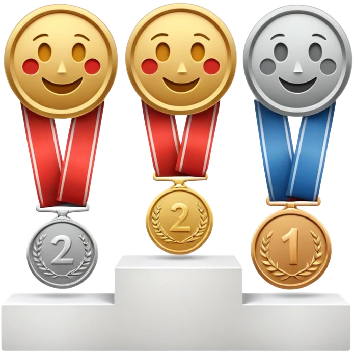1st 2nd 3rd place podium with gold, silver, and bronze medals emoji