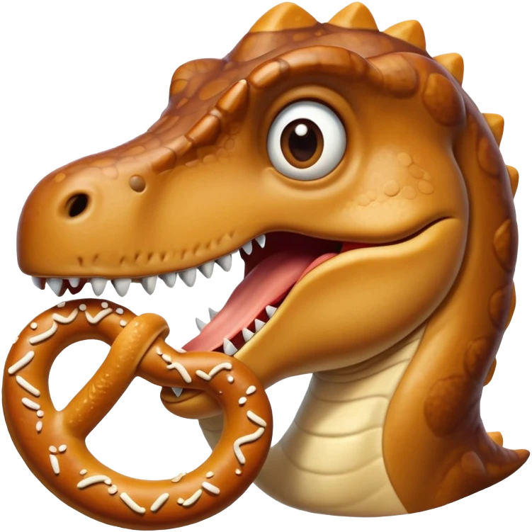 Dinosaur eat pretzel emoji