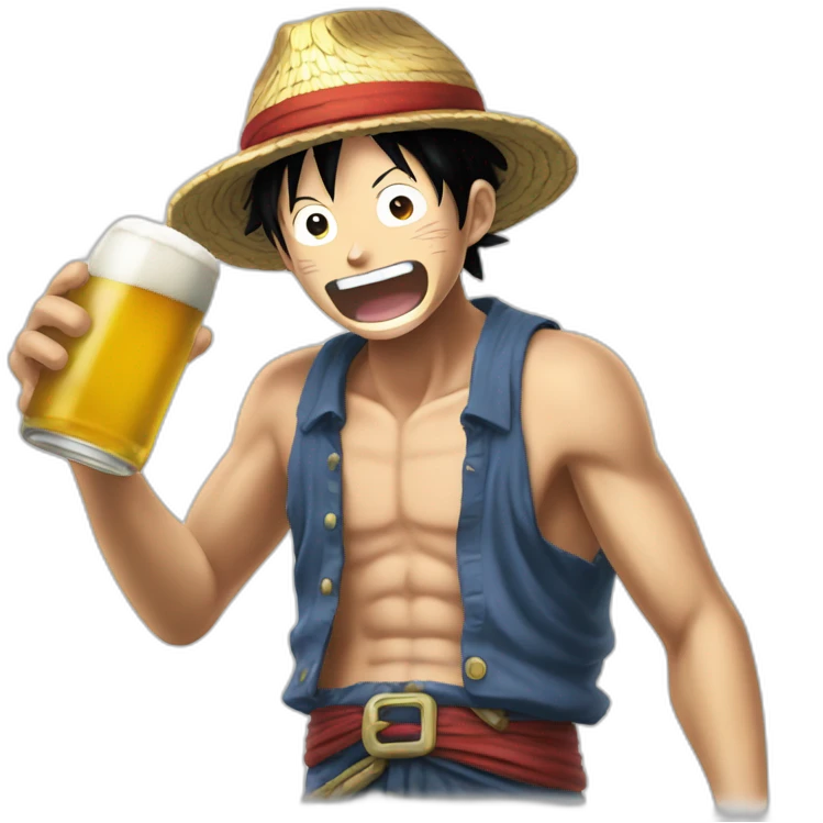 Luffy boire de la bière emoji