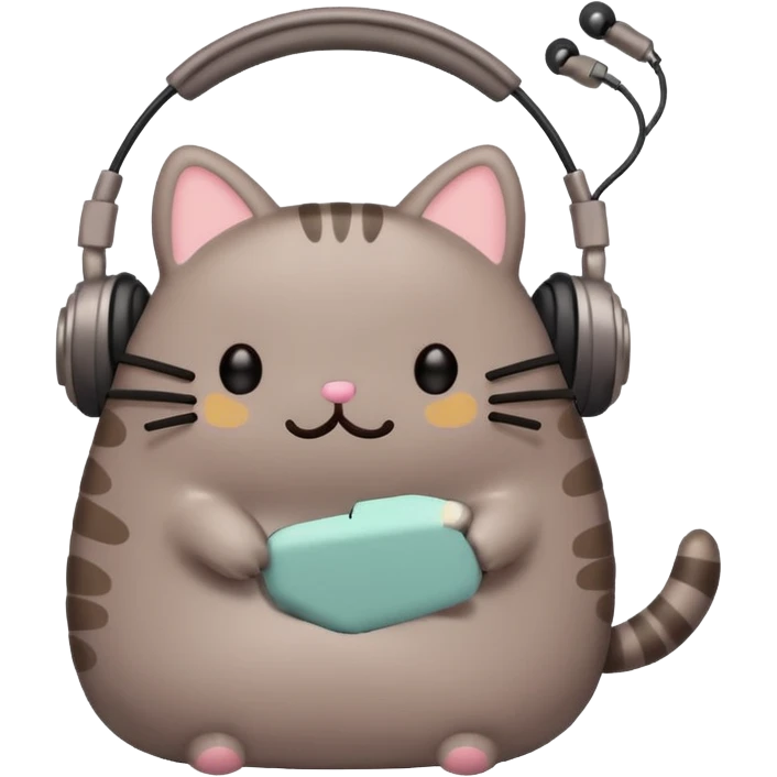 Pusheen with earphones  emoji